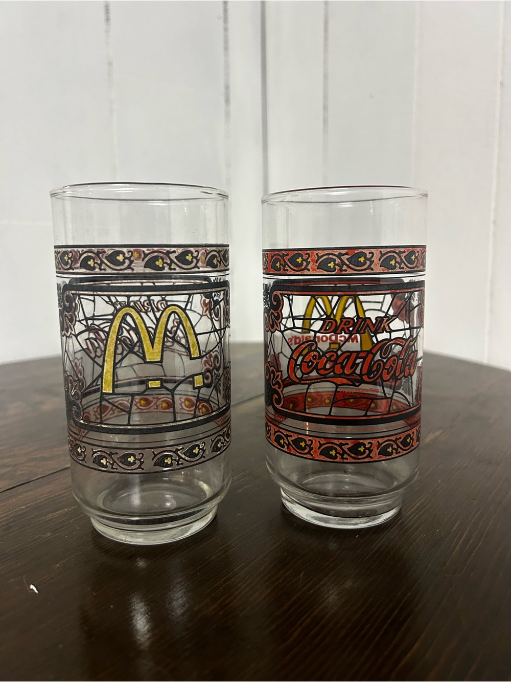 Vintage McDonald’s x Coca-Cola Stained Glass Style Drinking Glasses